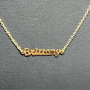 MDB Marina De Buchi ENGLAND Brittany Name Plate Necklace Gold Plated 15-17"
